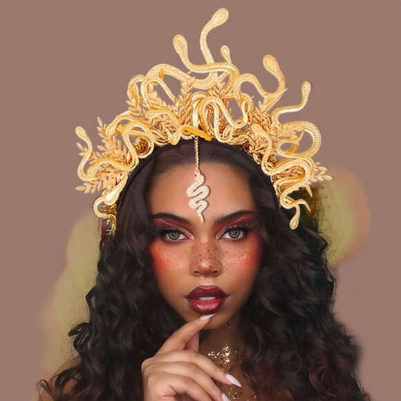 Medusa Snake Headband Gold Halloween Costume Accessory Greek Goddess main image 4